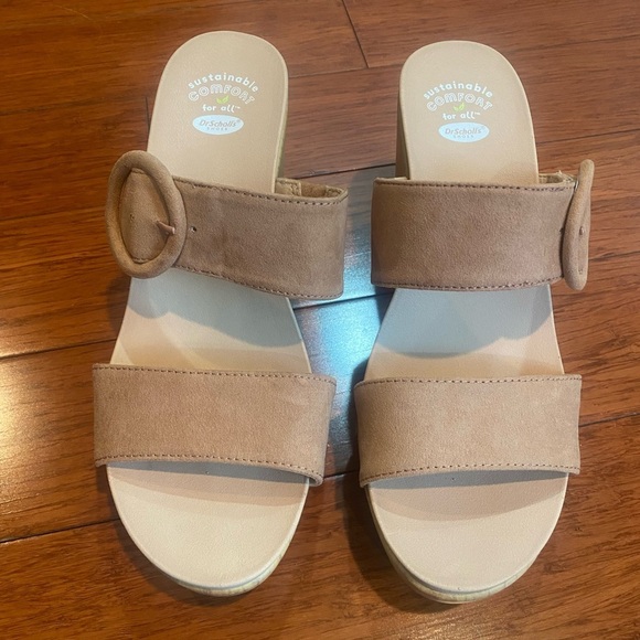 Dr. Scholl's Shoes, Womens beige tan Bayside Faux Suede Comfort Platform shoes​​ - Picture 4 of 8